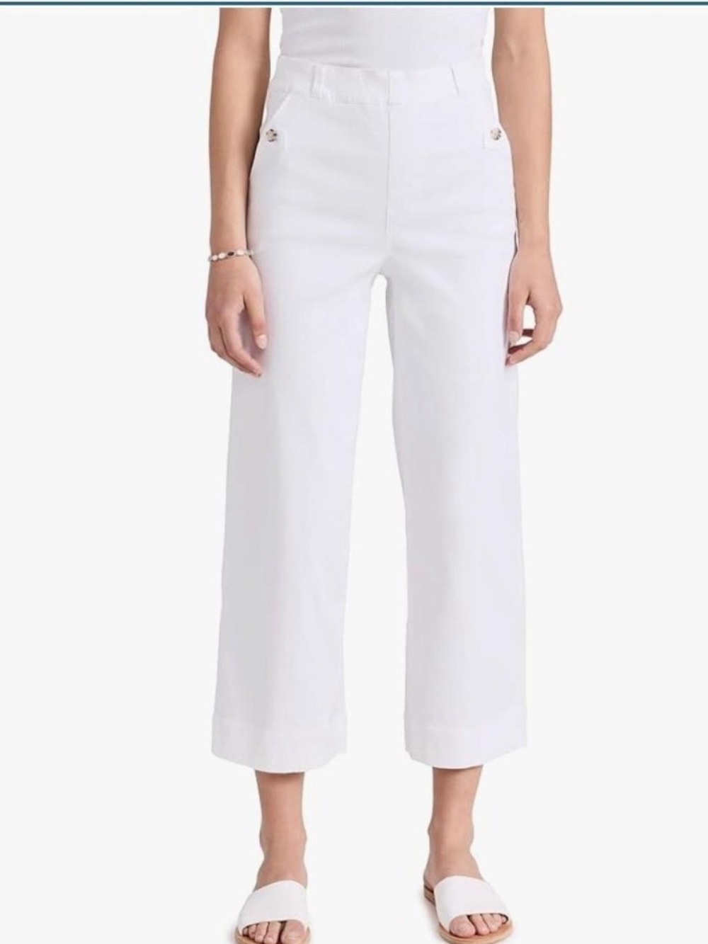 Spanx Stretch Twill Cropped Wide Leg Pants White Sz M